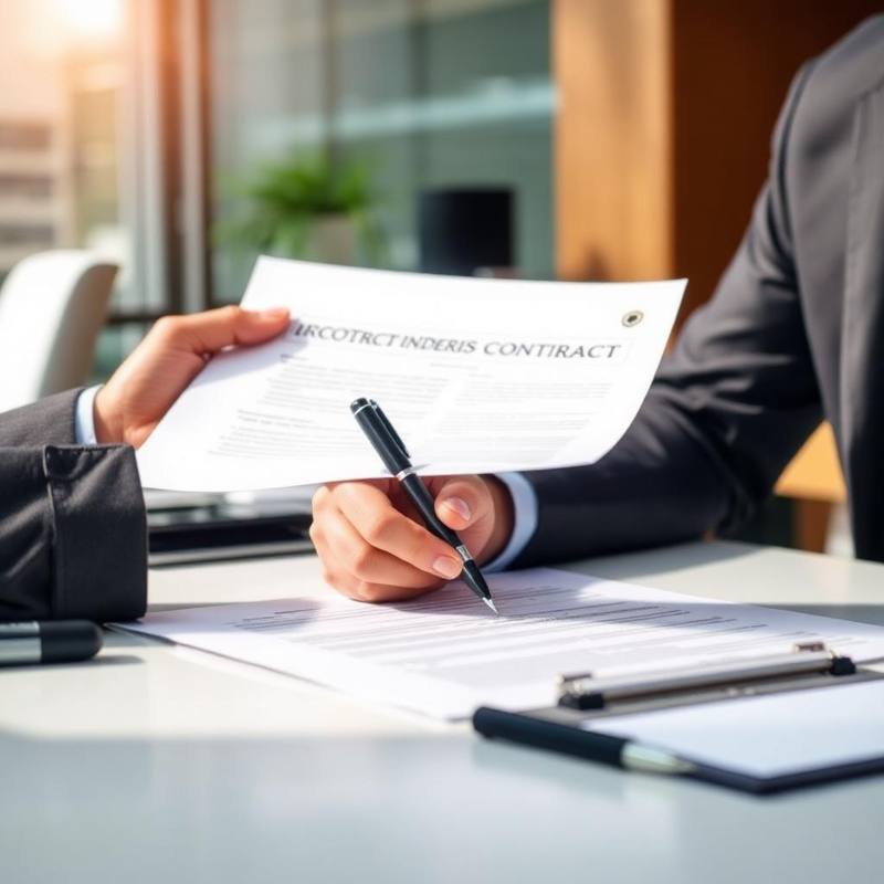 Empreendedora assinando documentos sobre a mesa do escritório